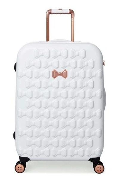 Ted Baker Medium Beau Bow Embossed Four-wheel 27-inch Trolley Suitcase - White