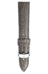 Michele Crocodile Leather Watch Strap, 16mm In Grey Crocodile