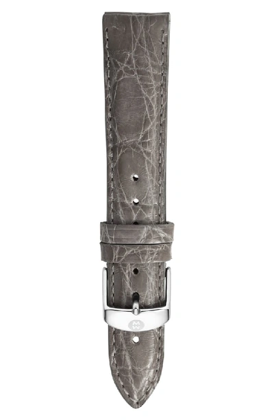 Michele Crocodile Leather Watch Strap, 16mm In Grey Crocodile