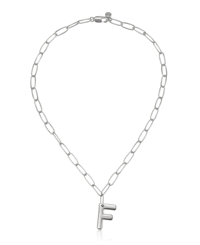 Ettika Paperclip Chain Initial Necklace In Rhodium-f