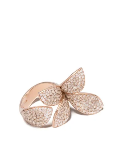 Pasquale Bruni 18k Rose Gold Giardini Segreti Diamond & Champagne Diamond Floral Ring