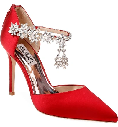Badgley Mischka Venom Crystal Embellished Pump In Red Satin ModeSens