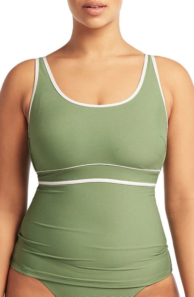 Sea Level Singlet Dd- & E-cup Tankini Top In Olive