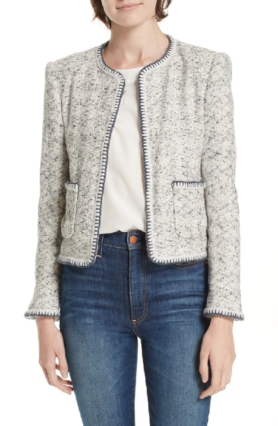 Rebecca Taylor Speckled Hook-front Tweed Jacket In Grey Combo