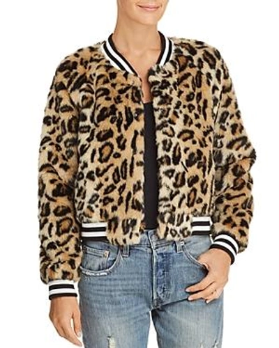 Jack By Bb Dakota Clever Girl Leopard Print Faux Fur Bomber Jacket In Black