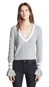 The Fifth Label Graduate Cable-knit Cropped Sweater In Grey Marle/white