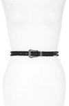 Rebecca Minkoff Whipstitch Leather Belt In Black/ Nickel