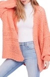 Free People Saturday Morning Cardigan In Coral