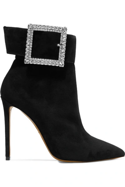 Alexandre Vauthier Yasmin Swarovski Crystal-embellished Suede Ankle Boots In Black