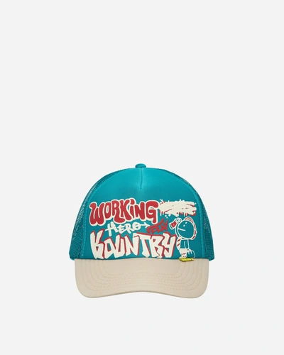 Kapital Working Hero Trucker Cap Turquoise / Beige In Blue