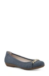 Cliffs By White Mountain White Mountain Charmed Flat In Denim Blue/ Fabric