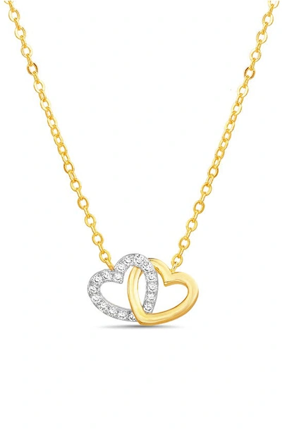 Paige Harper Cubic Zirconia Hearts Charm Necklace In Two Tone