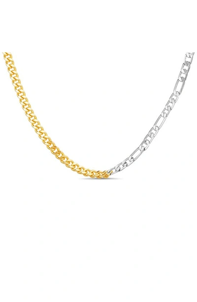 Paige Harper Two-tone Figaro & Vine Link Necklace In Gray