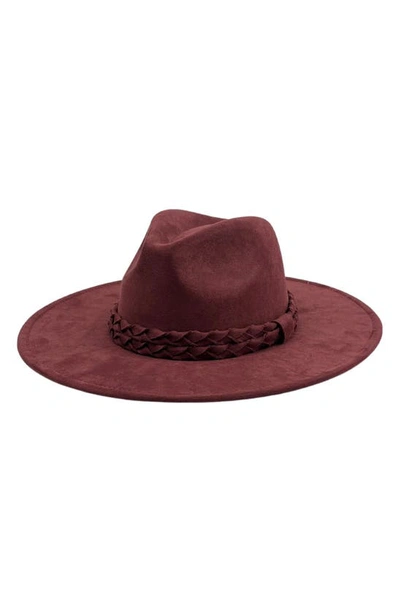 Marcus Adler Vegan Suede Braid Felt Fedora In Burgundy