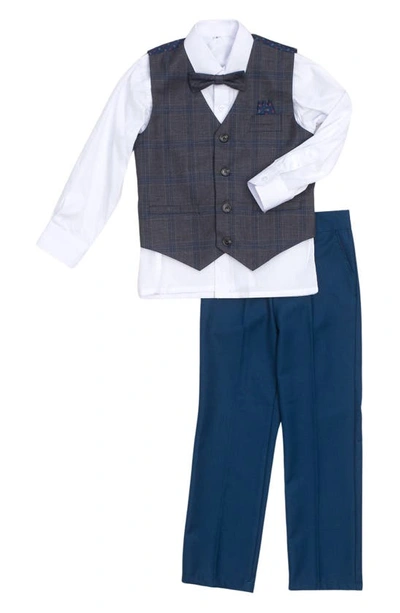 Isaac Mizrahi New York Kids' Button-up Shirt, Vest, Bow Tie & Pants Set In Grey