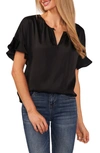 Cece Flutter Sleeve Top In Rich Black