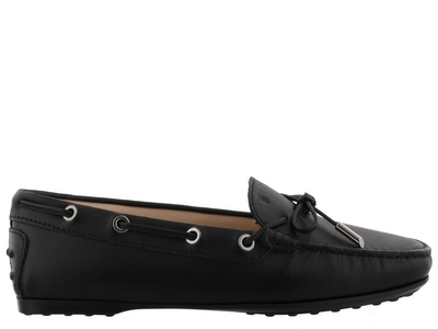 Tod's Gommino Leather Loafers In Black