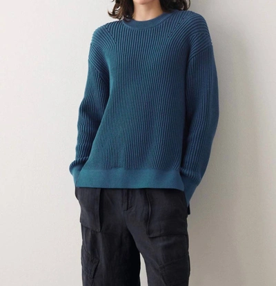 White + Warren Core Spun Cotton Ribbed Crewneck Top In Gem Blue In Multi