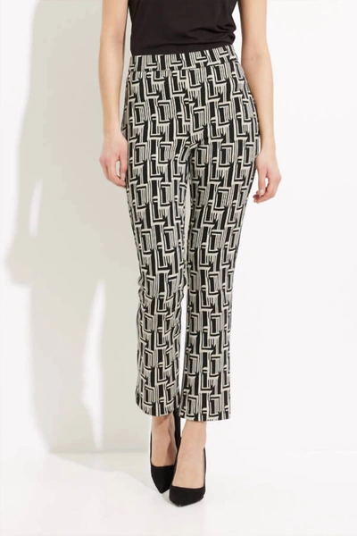 Joseph Ribkoff Geo Print Straight Leg Pant In Black /beige In Multi
