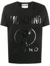 Moschino Black Double Question Mark Print T-shirt In Military Green