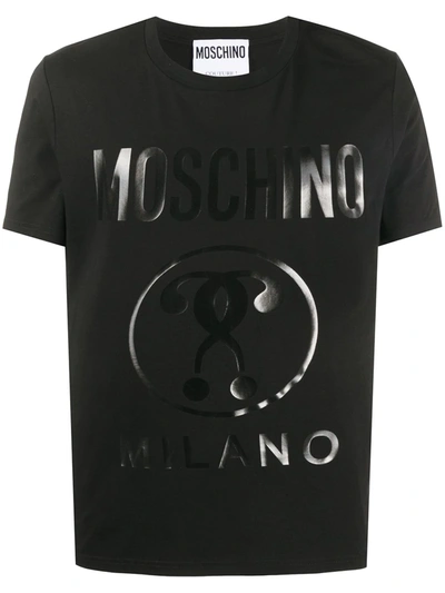 Moschino Black Double Question Mark Print T-shirt In Military Green |  ModeSens