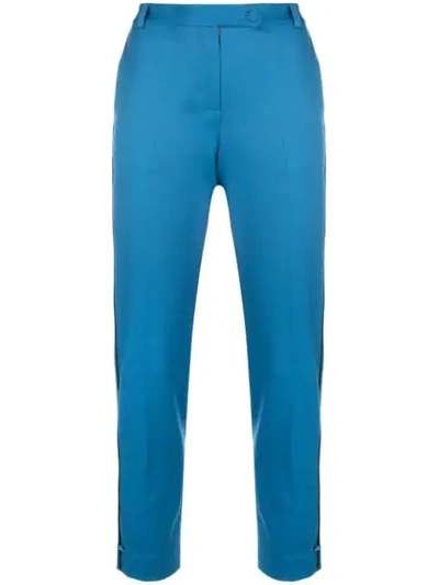 Styland Tapered Side Stripe Trousers In Blue