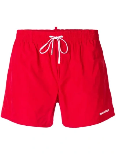 Dsquared2 Icon Drawstring Swim Shorts In Red