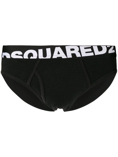 Dsquared2 Logo Waistband Briefs In Black