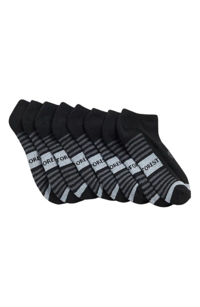 Rainforest 8-pack Half Cushioned Low Socks In Black/ Charcoal/ Grey Multi