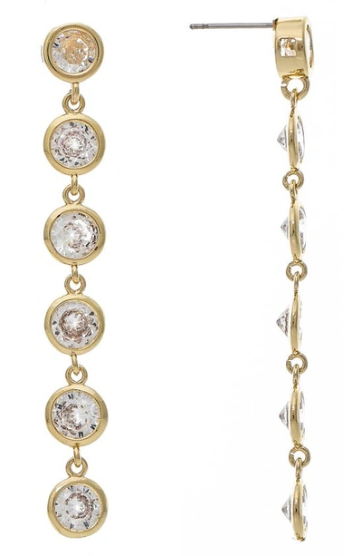 Rivka Friedman Bezel Set Linear Drop Earrings In Gold