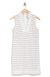 Eliza J Stripe Sleeveless Linen & Cotton Shift Dress In Natural