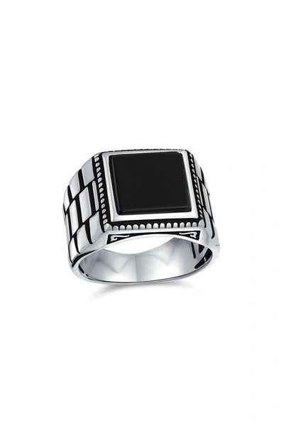 Bling Jewelry Etched Statement Ring In Black