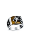 Bling Jewelry Stone Large Roaring Lion Ring In Brown