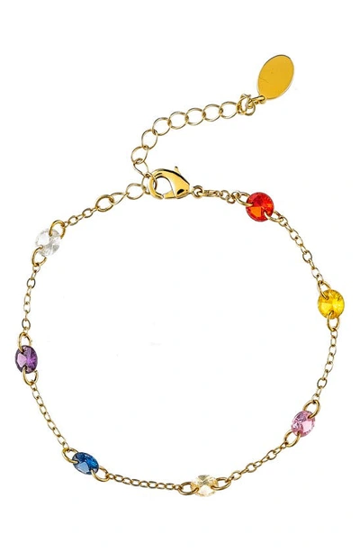 Rivka Friedman 18k Gold Plated Multicolor Cubic Zirconia Station Bracelet