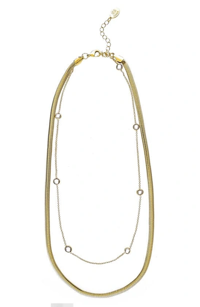 Rivka Friedman Cz Layered Chain Necklace In Gold