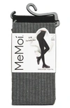 Memoi 2-pack Solid Sweater Tights In Gray Heather- Black