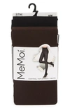 Memoi 2-pack Solid Control Top Tights In Brown/ Black