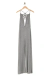 Go Couture Low-v Halter Jumpsuit In Charcoal