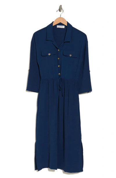 Lucky Brand Long Sleeve Utility Shirtdress In Insignia Blue