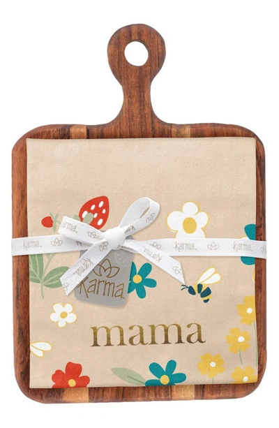 Karma Gifts Mama Tea Towel & Cutting Board Gift Set In Beige