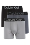 Calvin Klein Bold Logo 3-pack Boxer Briefs In Black/ Grey