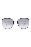 Vince Camuto 57mm Metal Oval Sunglasses In Silver/ Black