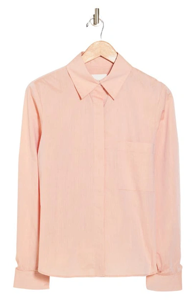 Twp Hidden Placket Cotton Button-up Boyfriend Shirt In Tangerine