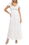 August Sky Short Sleeve Midi Dress In White