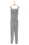 Go Couture Sleeveless Drawstring Waist Jumpsuit In Charcoal
