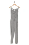 Go Couture Sleeveless Drawstring Waist Jumpsuit In Gray