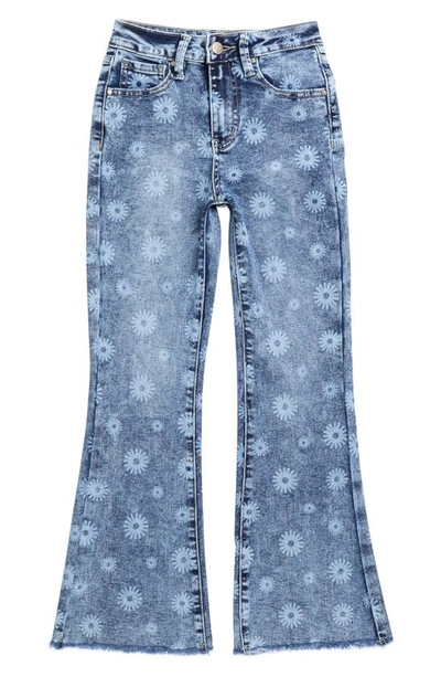 Ymi Kids' Daisy Print Flare Jeans In Potassium Hsand 36m