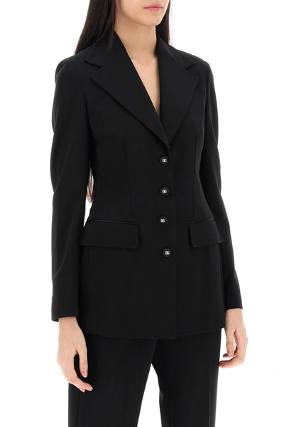 Dolce & Gabbana Milano Stitch Jersey Single Breasted Jacket In Black