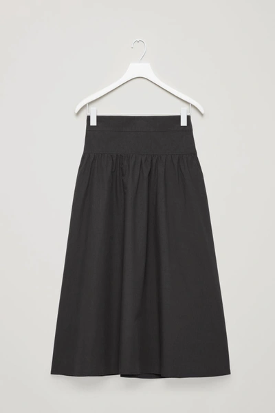 Cos Voluminous Poplin Panelled Skirt In Black
