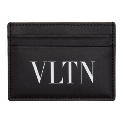 Valentino Garavani Small Logo Leather Credit Card Holder In Black